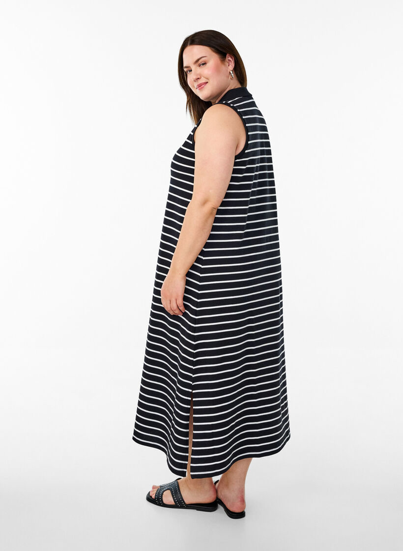 Ärmelloses Polokleid in Midi-Länge, Schwarz, Model image number 1