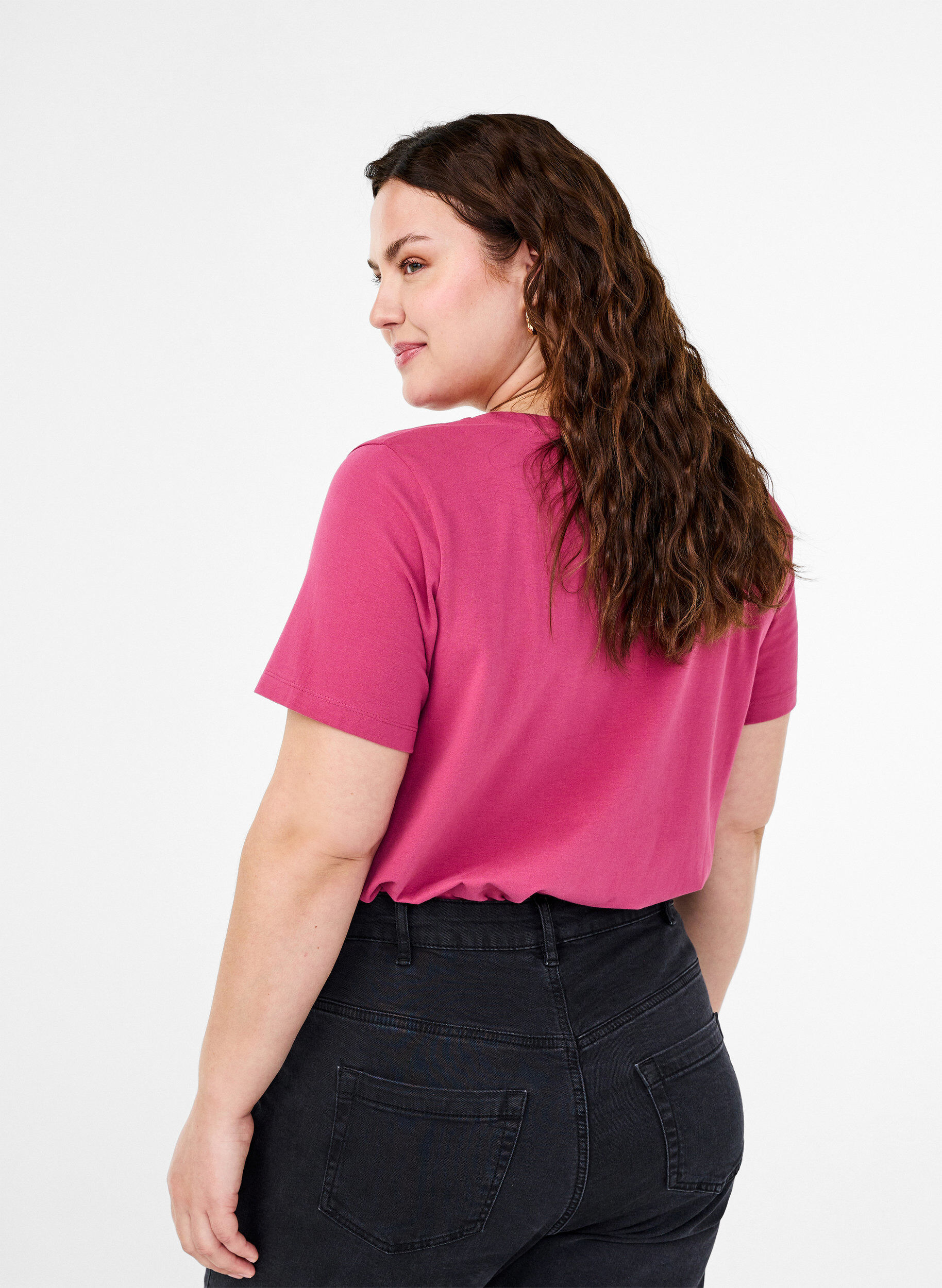 ZizziUnifarbenes Basic-T-Shirt aus Baumwolle, Rot, Model image number 2