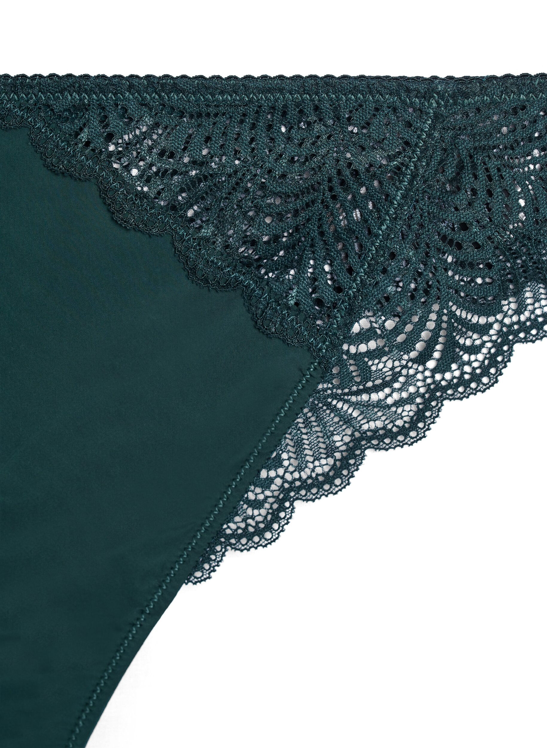 ZizziString aus Mikrofaser mit Spitzendetails, Gr&uuml;n, Packshot image number 2