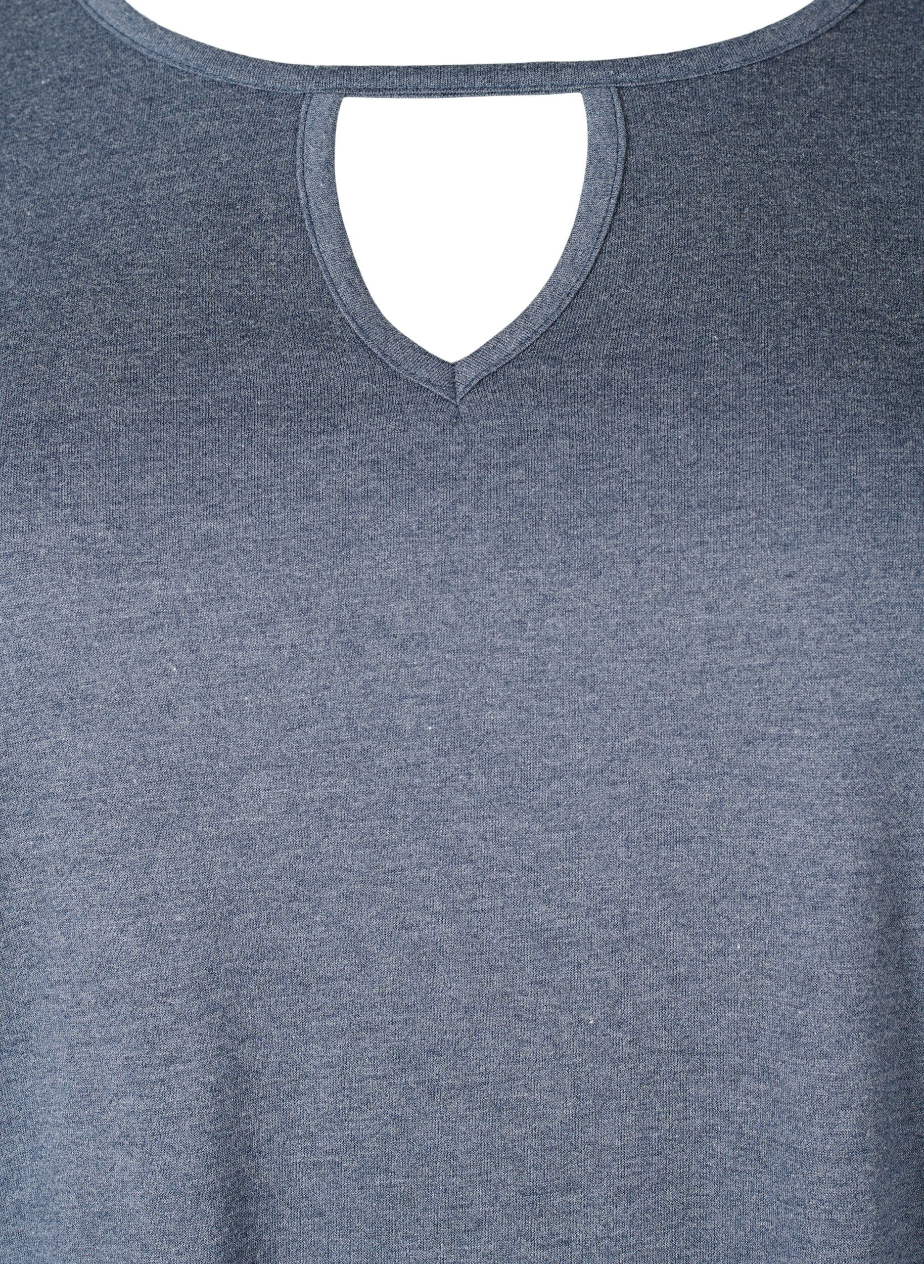 ZizziMelange-Bluse mit langen &Auml;rmeln, Night Sky Mel. , Packshot image number 2