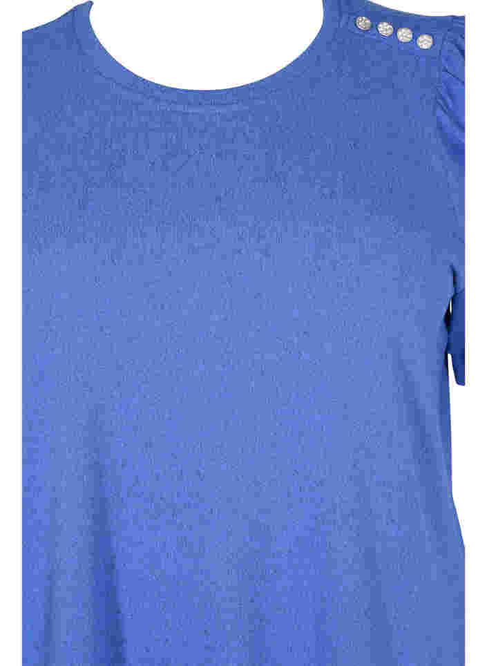 Bluse mit kurzen Puffärmeln, Dazzling Blue Mel., Packshot image number 2