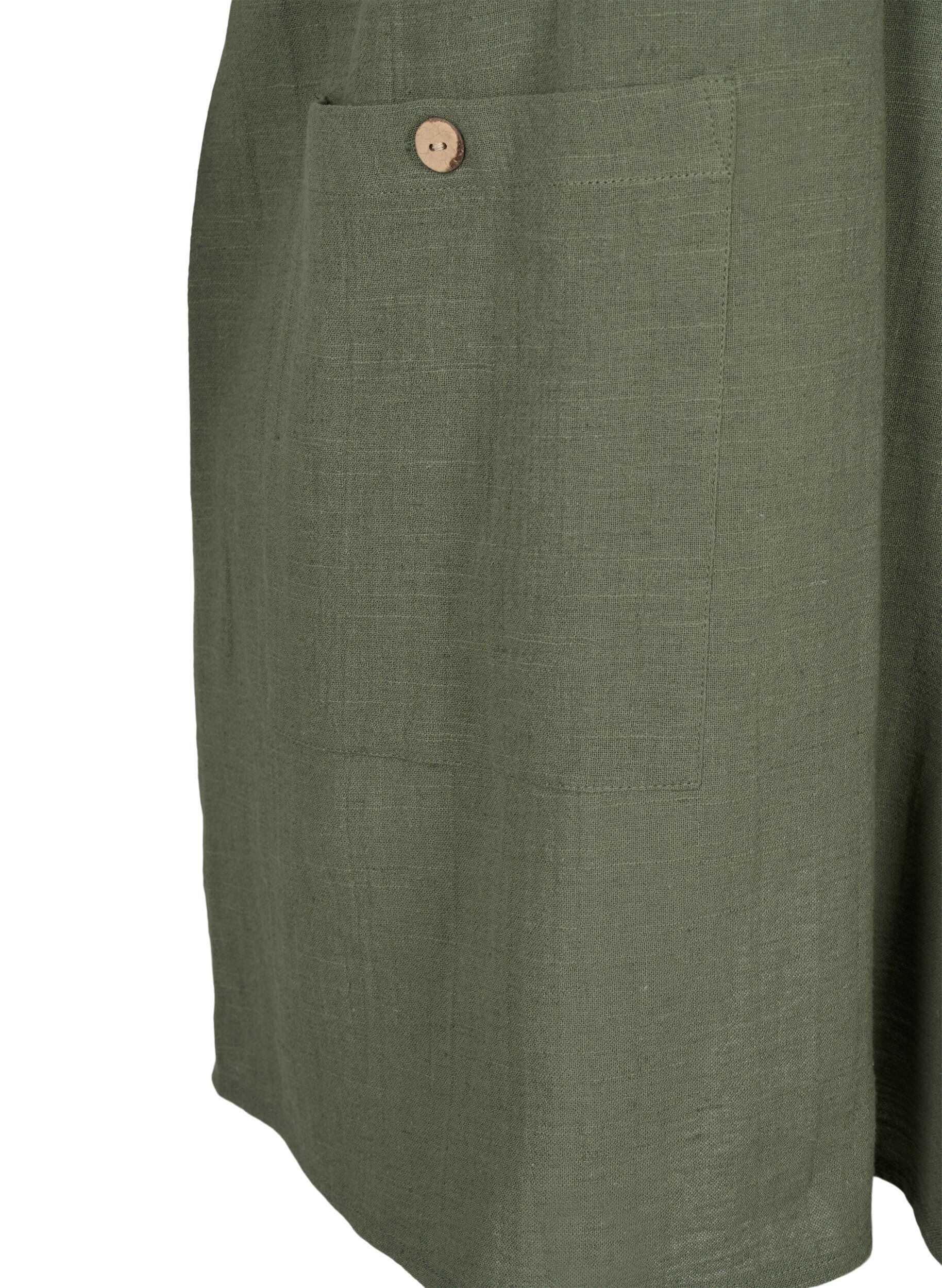 ZizziTunika aus Baumwoll-Leinen-Mischung und 3/4-&Auml;rmeln, Thyme, Packshot image number 3