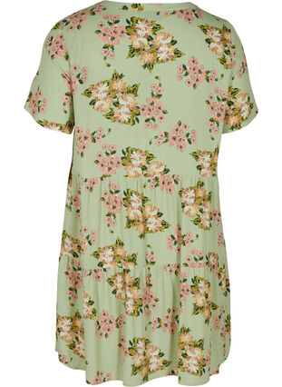 Kurzarm-Kleid aus Viskose mit A-Linie, Light Green April, Packshot image number 1
