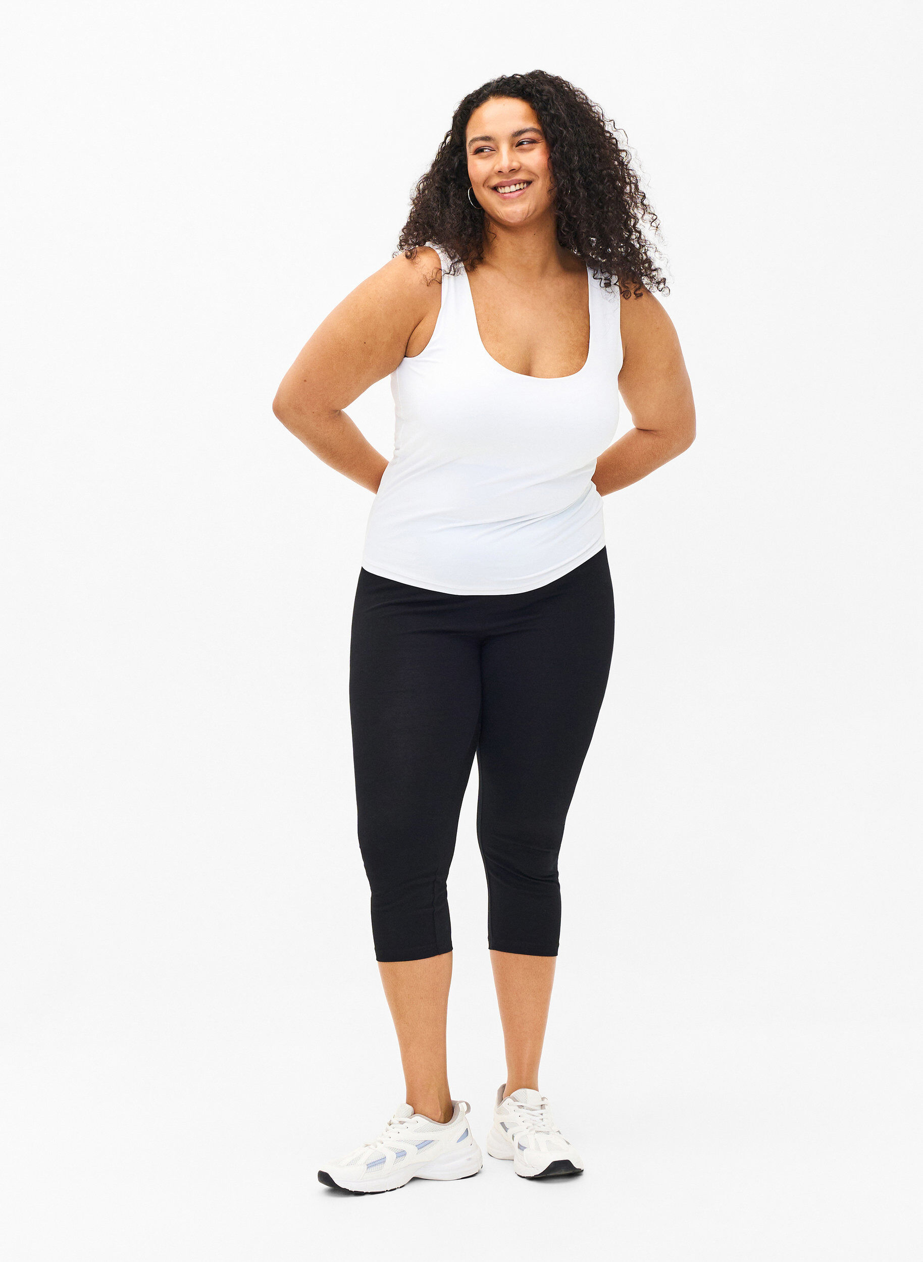 ZizziFLASH &ndash; 2-pack 3/4-Leggings aus Baumwolle, Schwarz, Model image number 1