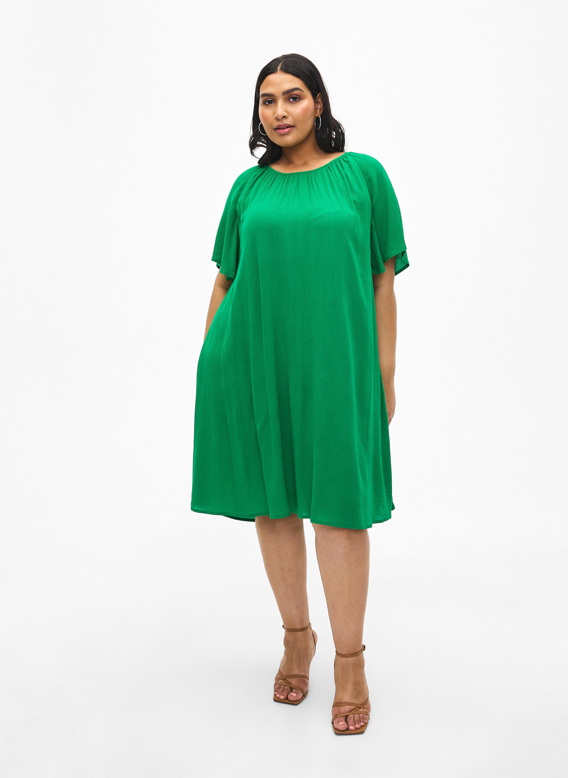 ZizziViskosekleid mit kurzen &Auml;rmeln, Jolly Green, Model image number 2
