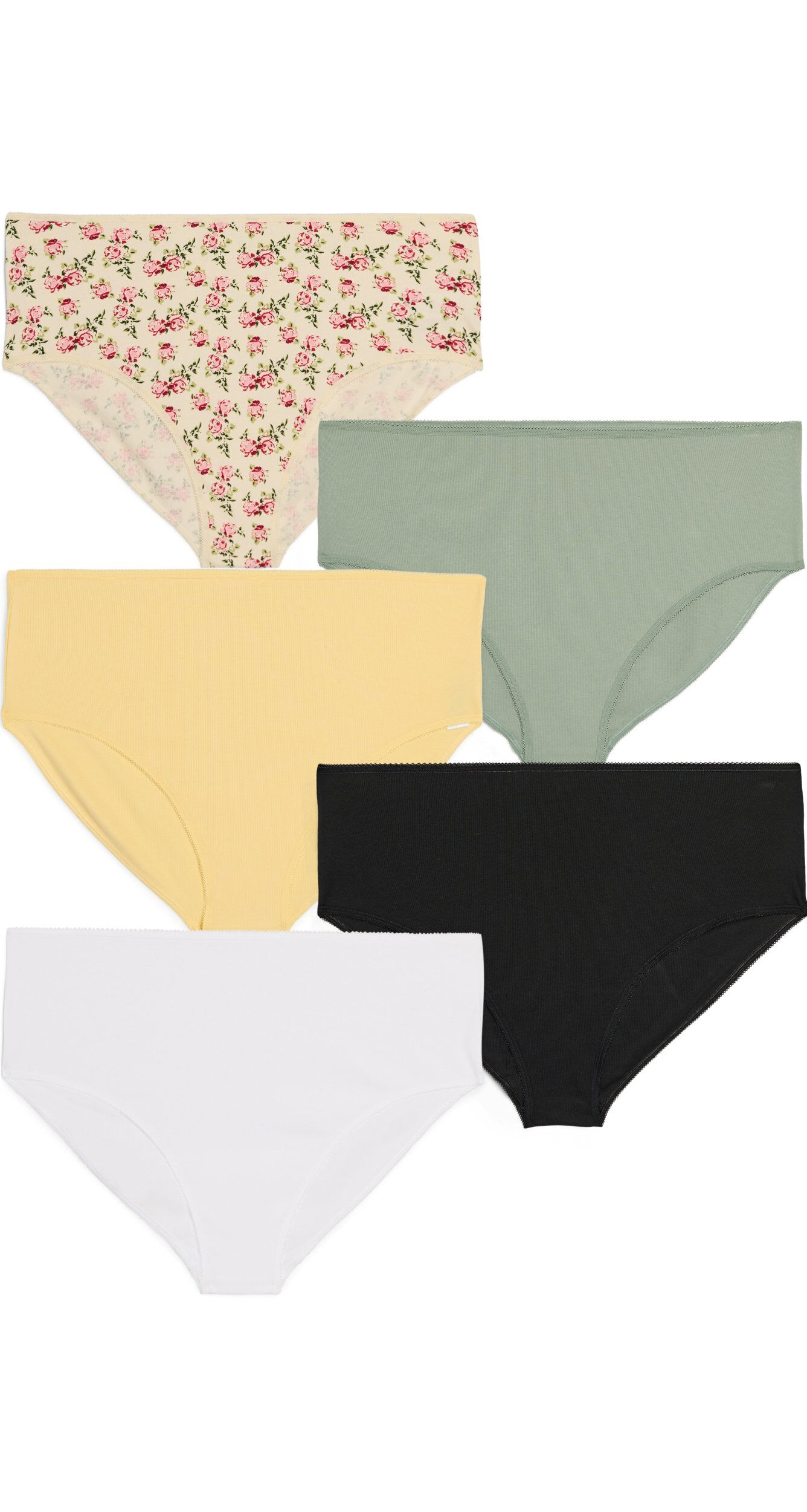 Zizzi5er-Pack Slip aus gerippter Baumwolle, Vanille, Packshot image number 0