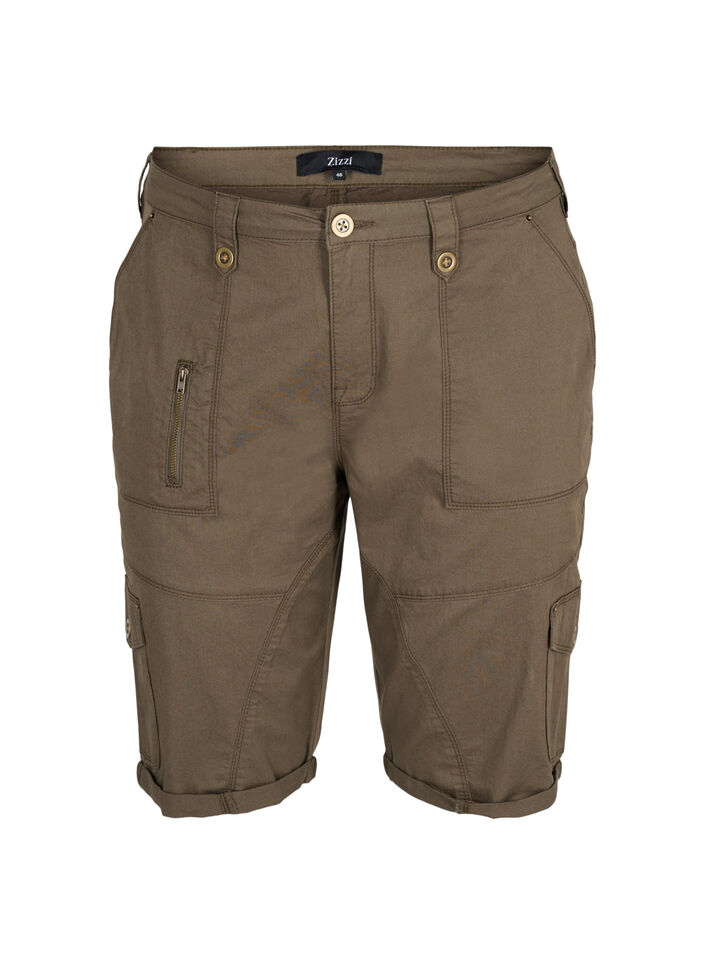Shorts aus Baumwolle mit Taschen, Tarmac, Packshot image number 0