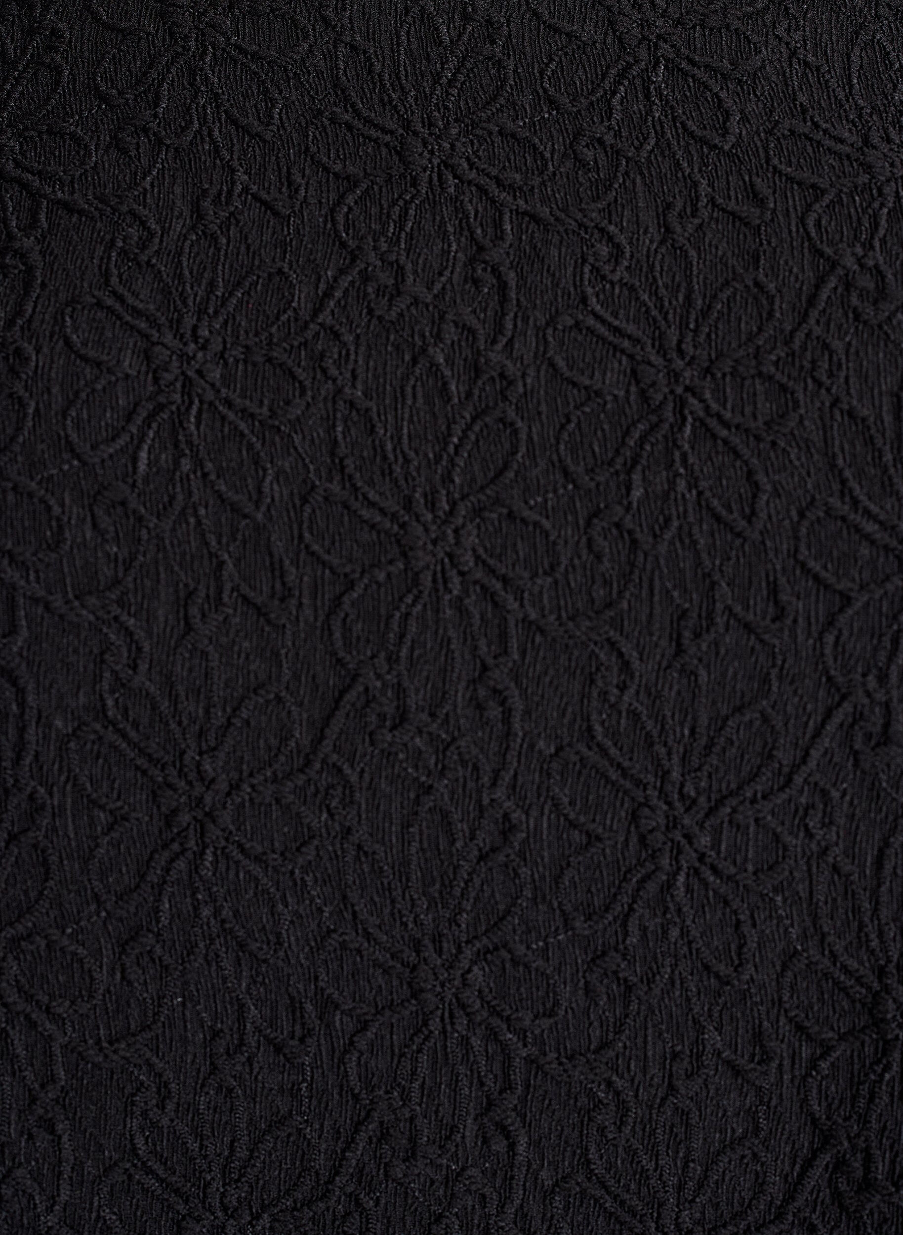 ZizziGebl&uuml;mtes, strukturiertes Kleid mit langen &Auml;rmeln, Schwarz, Packshot image number 2