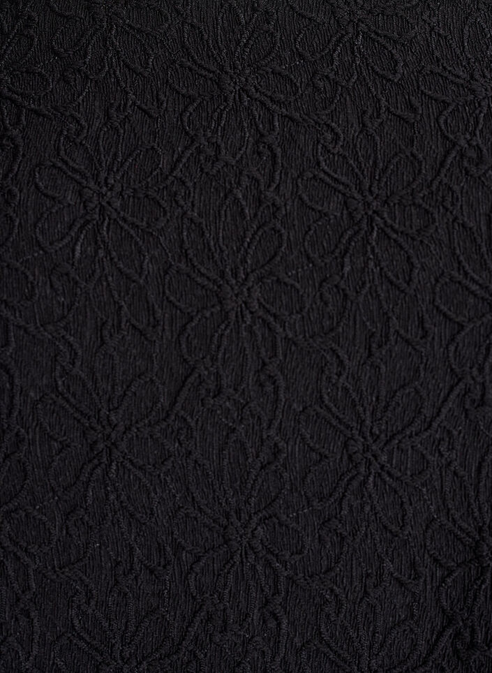 Geblümtes, strukturiertes Kleid mit langen Ärmeln, Schwarz, Packshot image number 2