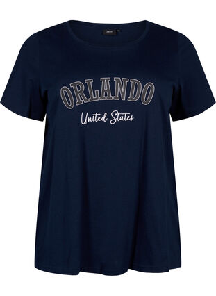 T-Shirt aus Baumwolle mit Textaufdruck, Navy B. Orlando, Packshot image number 0