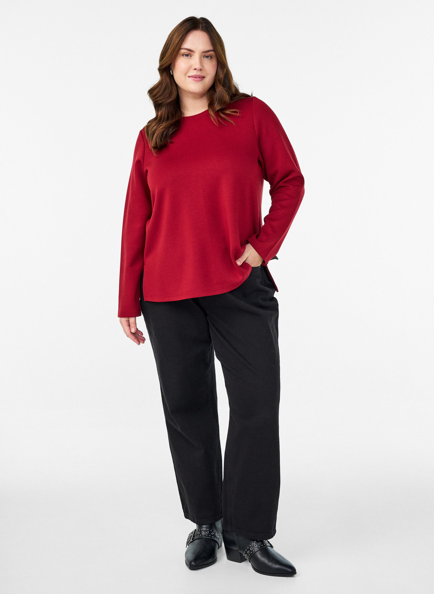 ZizziBluse aus Jersey mit Rundhalsausschnitt, Rot, Model image number 1