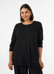 Bluse aus Jersey mit Rippstruktur und langen &Auml;rmeln, Schwarz, Model image number 0