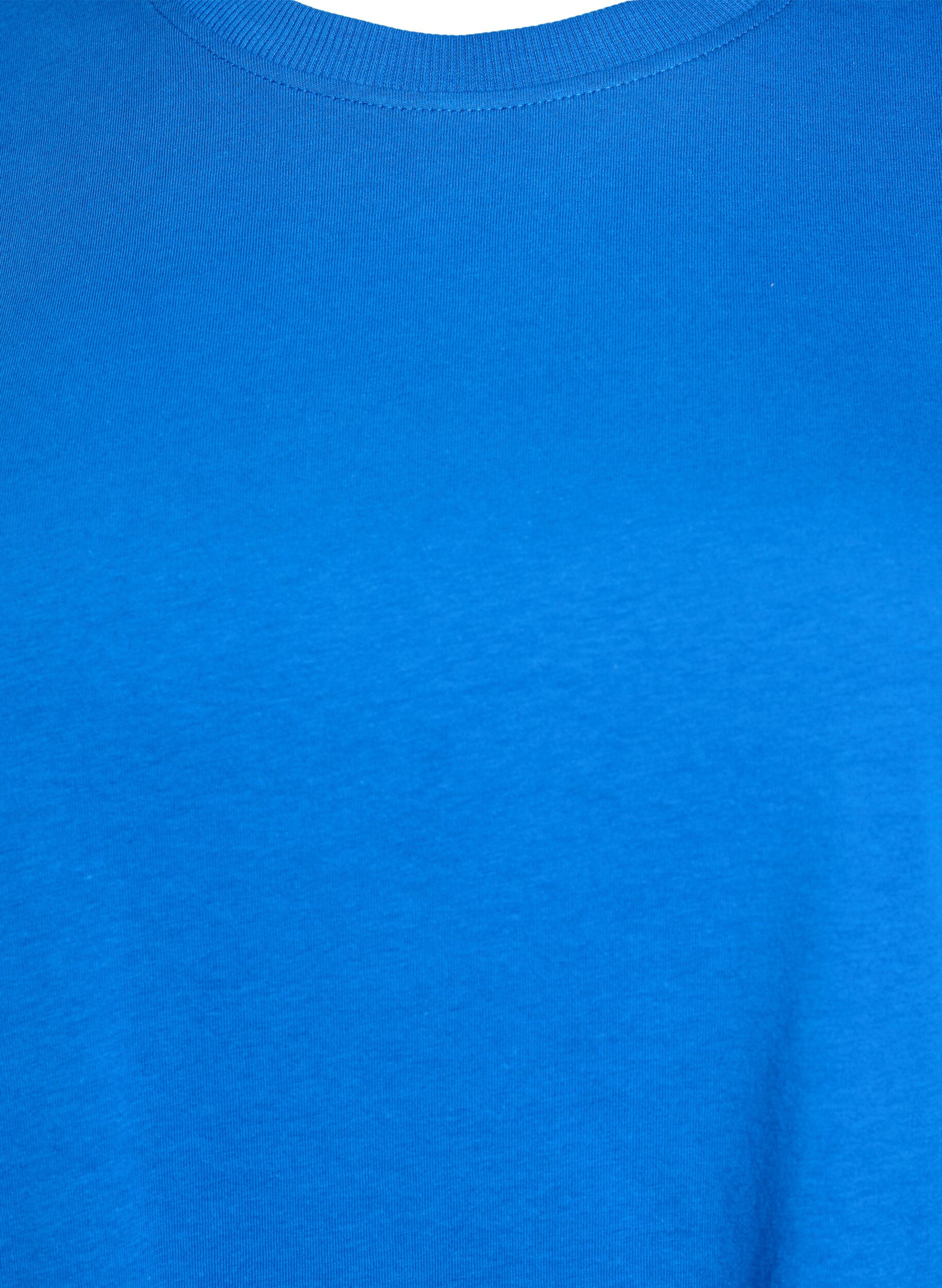 ZizziBasic-T-Shirt aus Baumwolle mit Rundhalsausschnitt, Blau, Packshot image number 2
