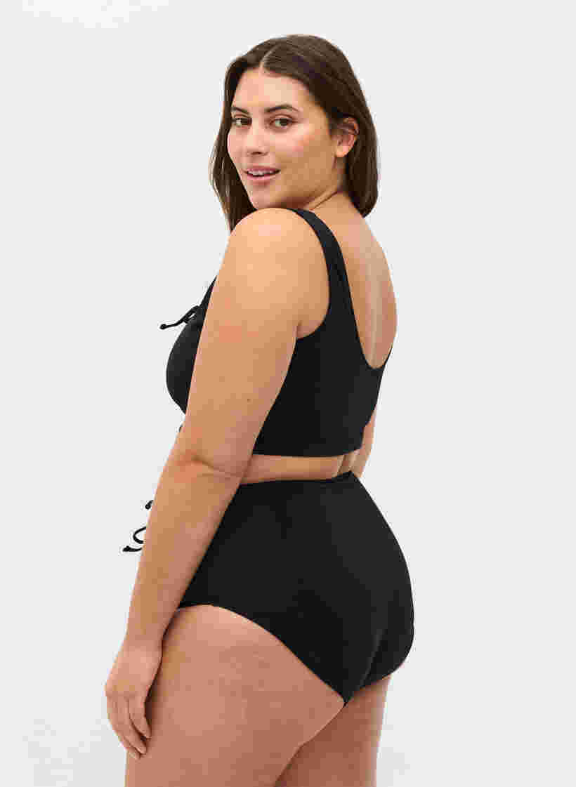 Bikinihose mit hoher Taille und Schnüren, Black, Model image number 1