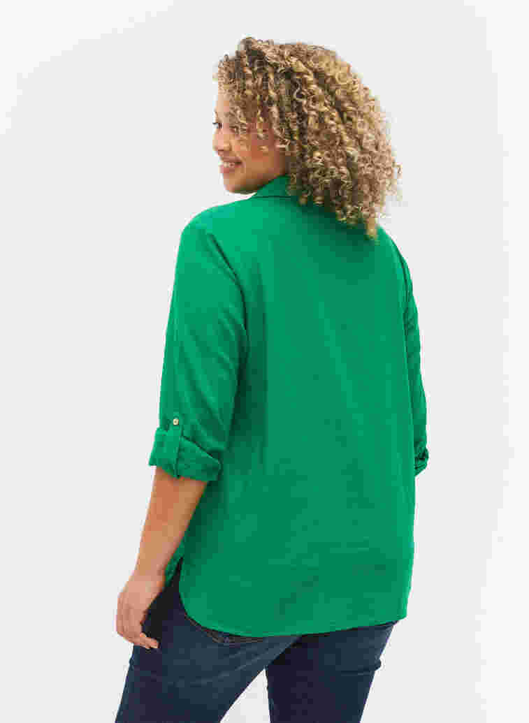 Bluse mit 3/4-Ärmeln und Knöpfen, Jolly Green, Model image number 1