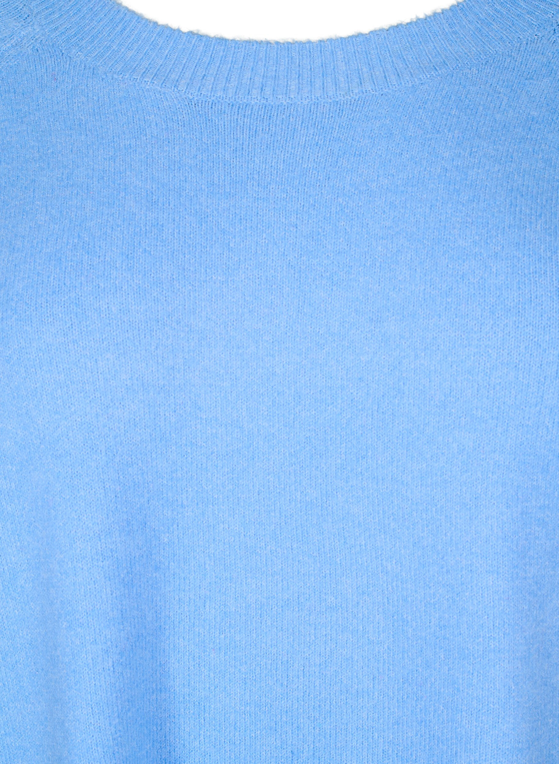 ZizziLange Strickbluse mit Knopfdetail an der Seite, Della R. Blue Mel., Packshot image number 2