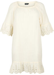 Kleid aus Baumwolle mit Broderie Anglaise, Buttercream, Packshot