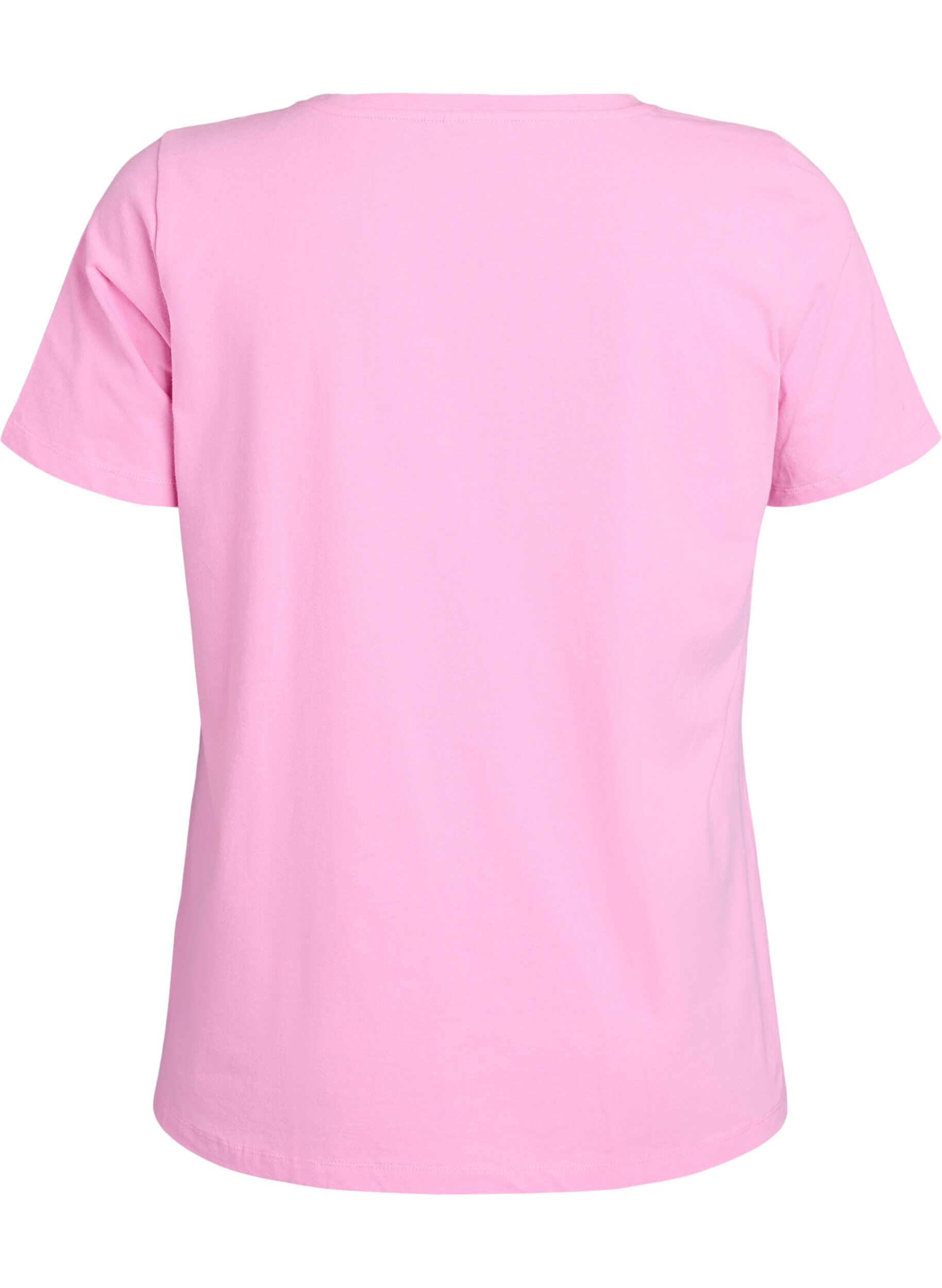 ZizziEinfarbiges basic T-Shirt aus Baumwolle, Pink, Packshot image number 1