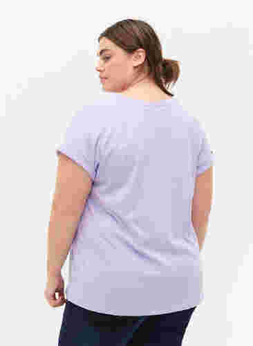 Kurzärmeliges T-Shirt aus einer Baumwollmischung, Lavender, Model image number 1