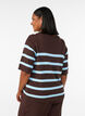 Gestreiftes Stricktop mit kurzen &Auml;rmeln, Braun, Model image number 2