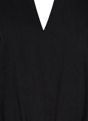 Langarm Bluse mit V-Ausschnitt und Smock, Black, Packshot image number 2