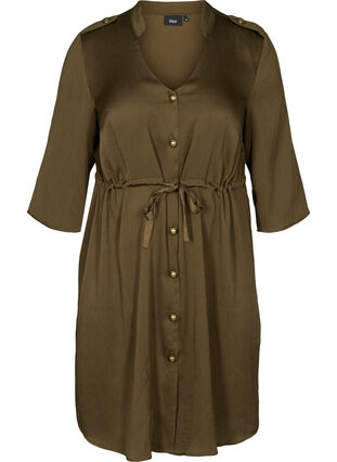 Kleid mit Knöpfen und Bindeband in der Taille, Ivy Green, Packshot image number 0