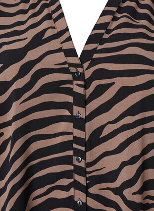 Hemd mit V-Ausschnitt und Zebradruck, Black/Brown Zebra, Packshot image number 2