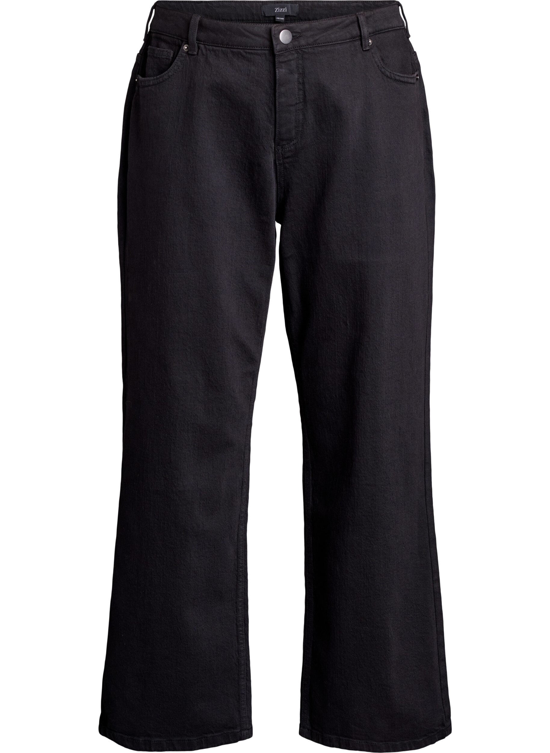 Jeans mit weitem Bein und hohem Bund