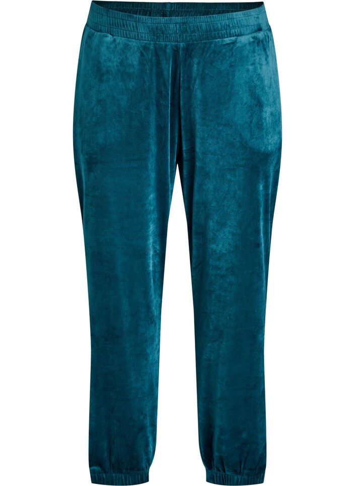 Lockere Samt-Hose, Gr&uuml;n, Packshot image number 0