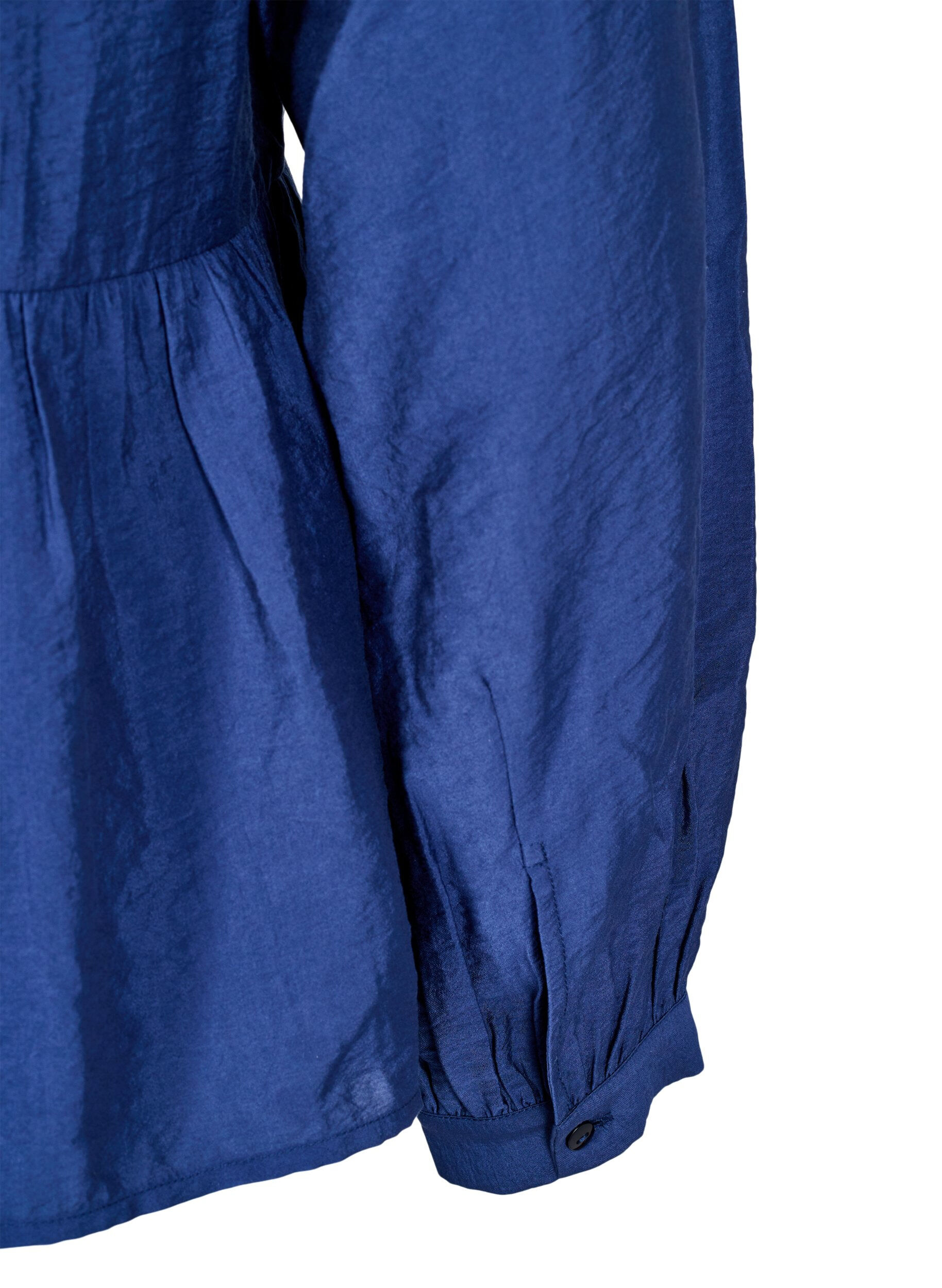 ZizziBluse mit Schleife und langen &Auml;rmeln, Blau, Packshot image number 3