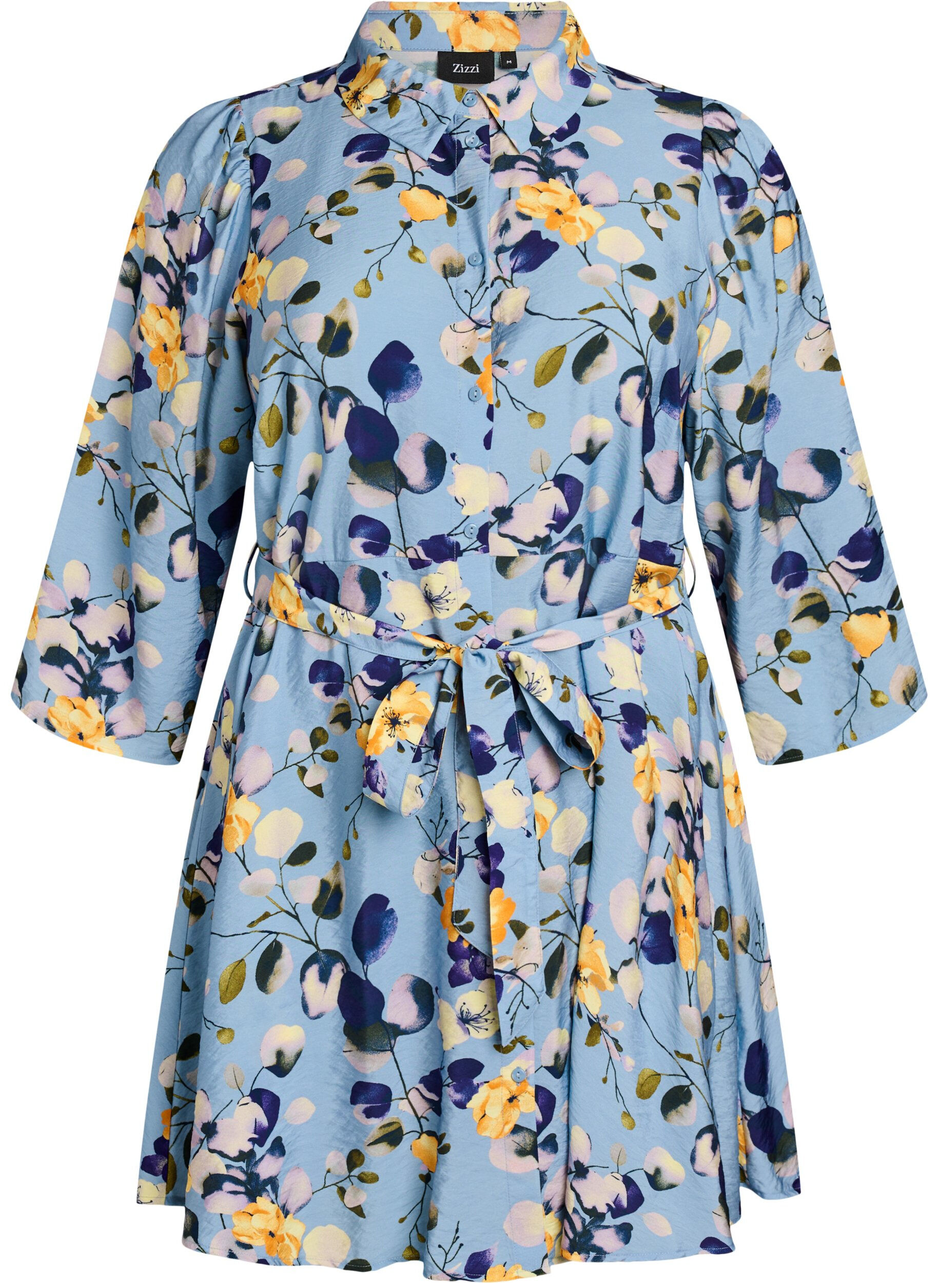 ZizziGemusterte Tunika mit Bindeg&uuml;rtel und 3/4-&Auml;rmeln, , Packshot image number 0