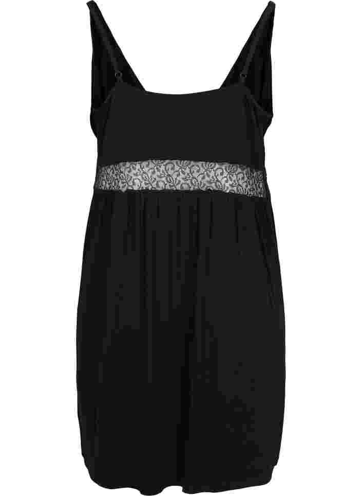 Nachtkleid aus Viskose mit Spitzendetails, Black, Packshot image number 1