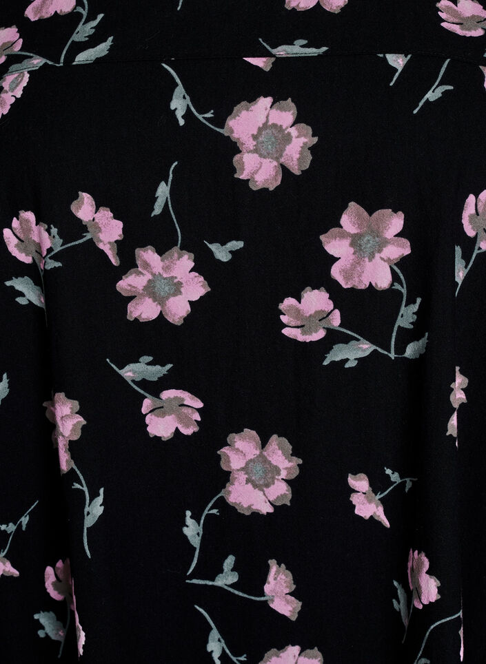 Kurz&auml;rmliges Baumwollkleid mit Aufdruck, Schwarz, Packshot image number 2