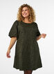 Kleid aus Jacquard mit Puff&auml;rmeln und A-Linie, Gr&uuml;n, Model image number 0