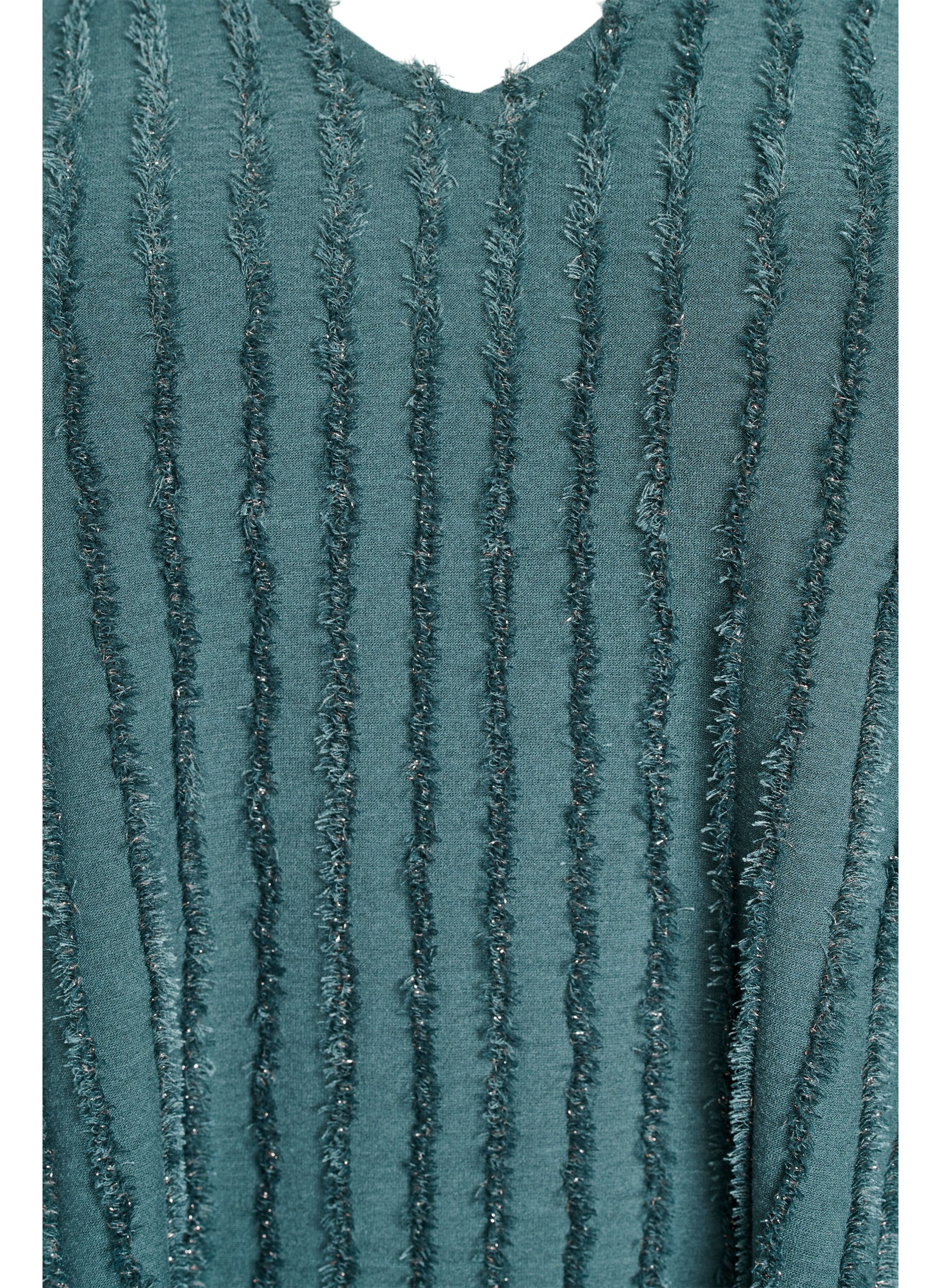 ZizziBluse mit kurzen &Auml;rmeln und Streifenstruktur, Gr&uuml;n, Packshot image number 2