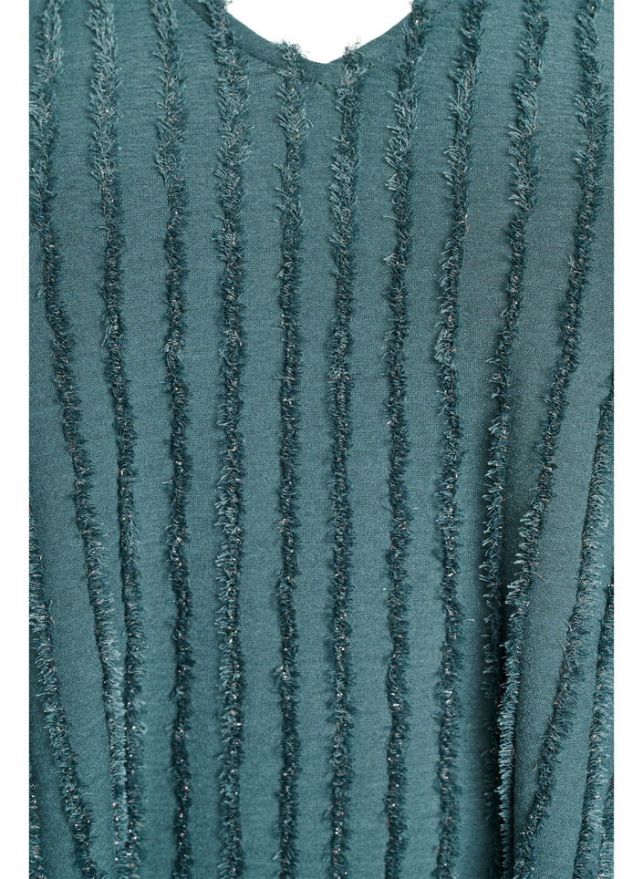 Bluse mit kurzen Ärmeln und Streifenstruktur, Grün, Packshot image number 2