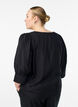 Bluse mit V-Ausschnitt und 3/4-Ärmeln, Schwarz, Model image number 2