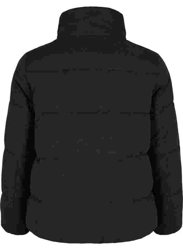 Kurze Winterjacke mit Reißverschluss und hohem Kragen, Black, Packshot image number 1