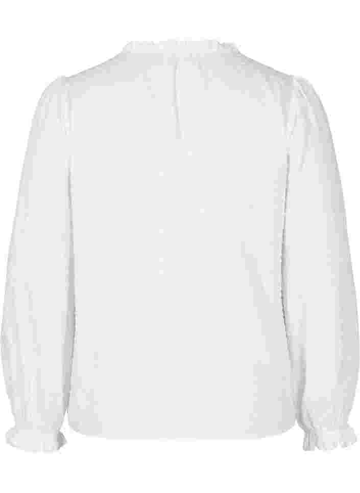 Langärmelige Bluse mit Smock- und Rüschendetails, Bright White, Packshot image number 1