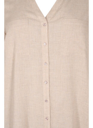 Lange Hemdbluse mit 3/4-Ärmeln und V-Ausschnitt, Simply Taupe, Packshot image number 2