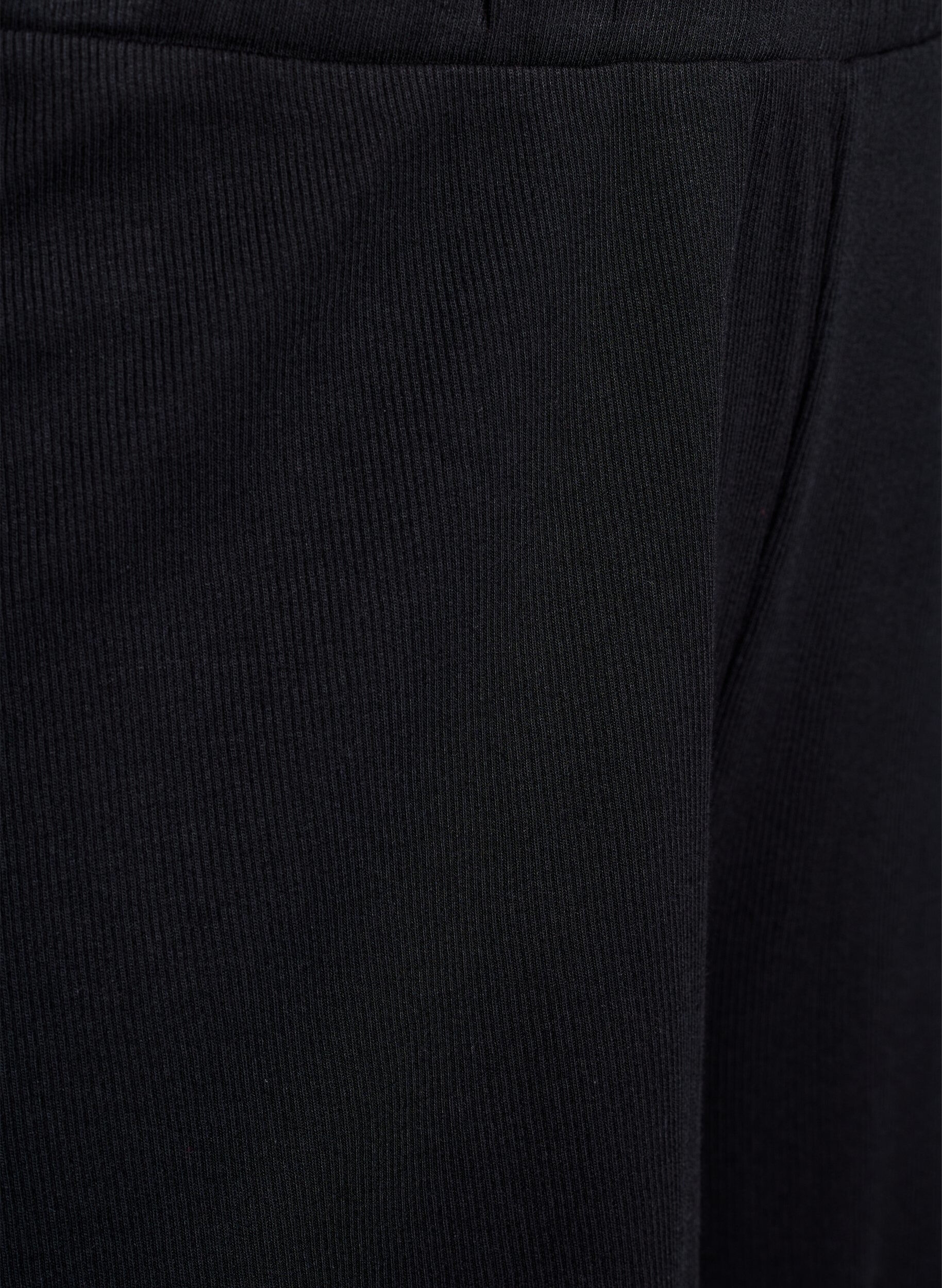 ZizziLockere Nachtshorts aus geripptem Material mit Spitzensaum, Schwarz, Packshot image number 2