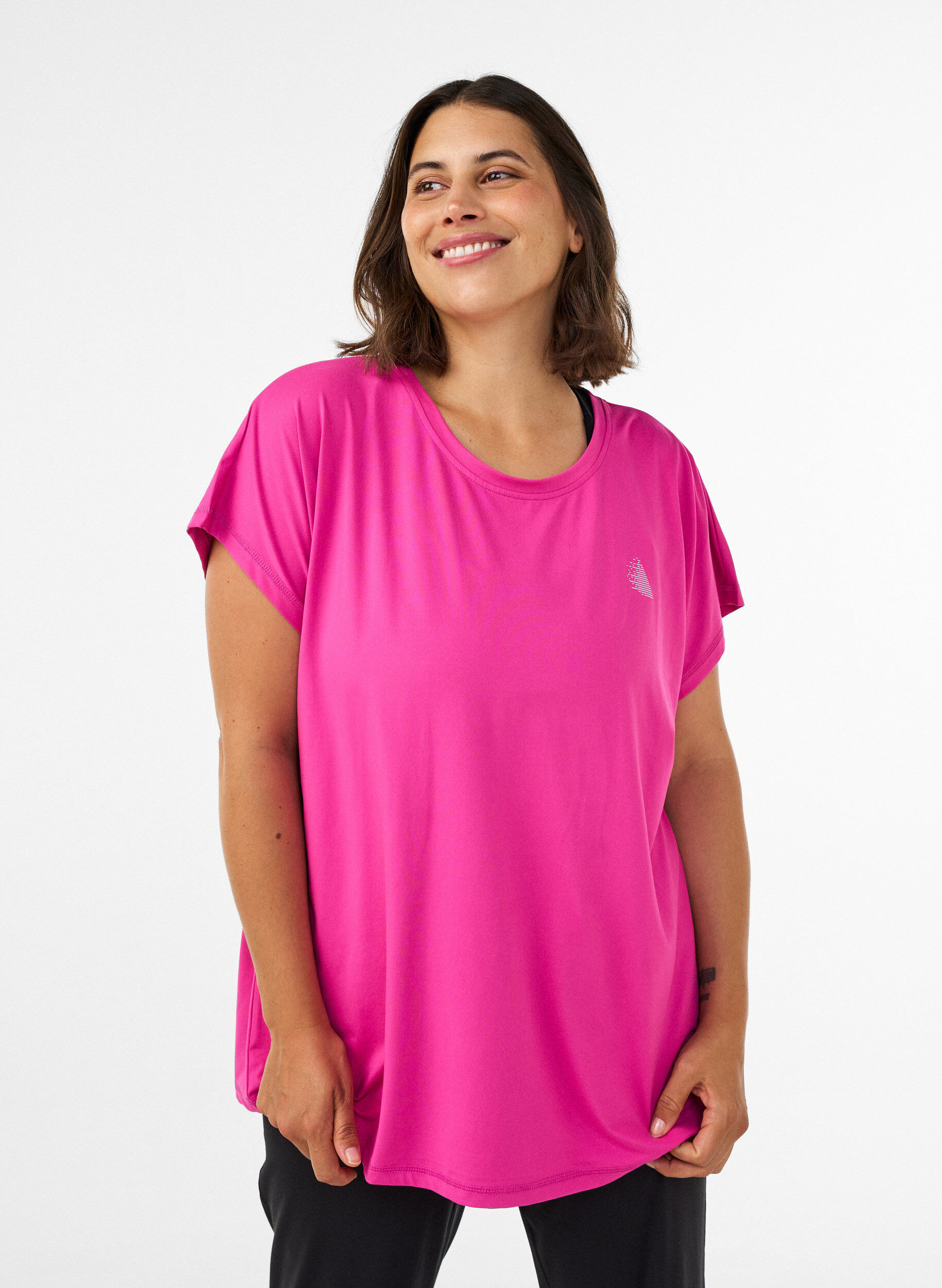 ZizziEinfarbiges Trainings-T-Shirt, Pink, Model image number 0