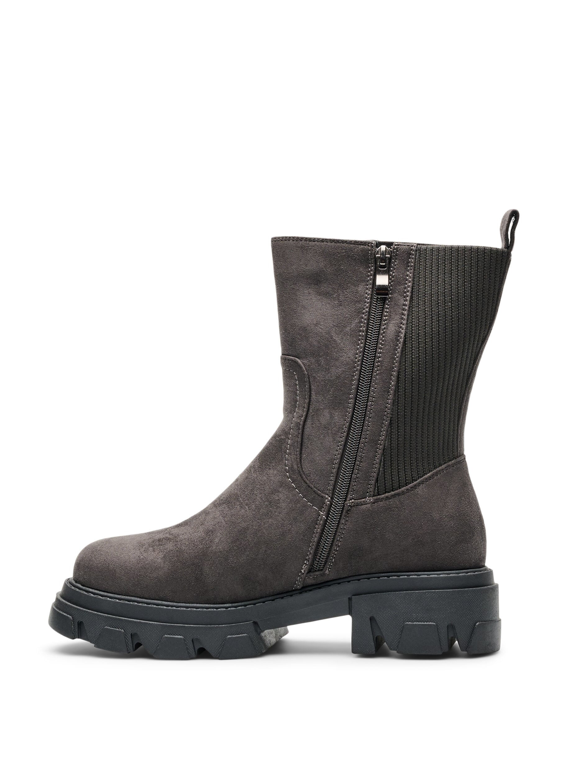 ZizziChunky-Stiefel aus Kunstwildleder, Braun, Packshot image number 3