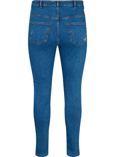 Eng anliegende Jeans mit Schlitzen, Blue denim, Packshot image number 1
