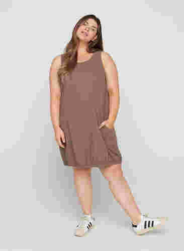 Ärmelloses Kleid aus Baumwolle, Falcon, Model image number 2