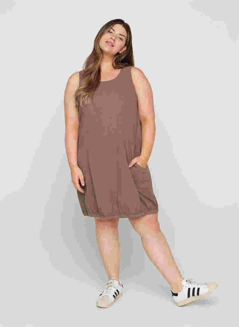 Ärmelloses Kleid aus Baumwolle, Falcon, Model image number 2