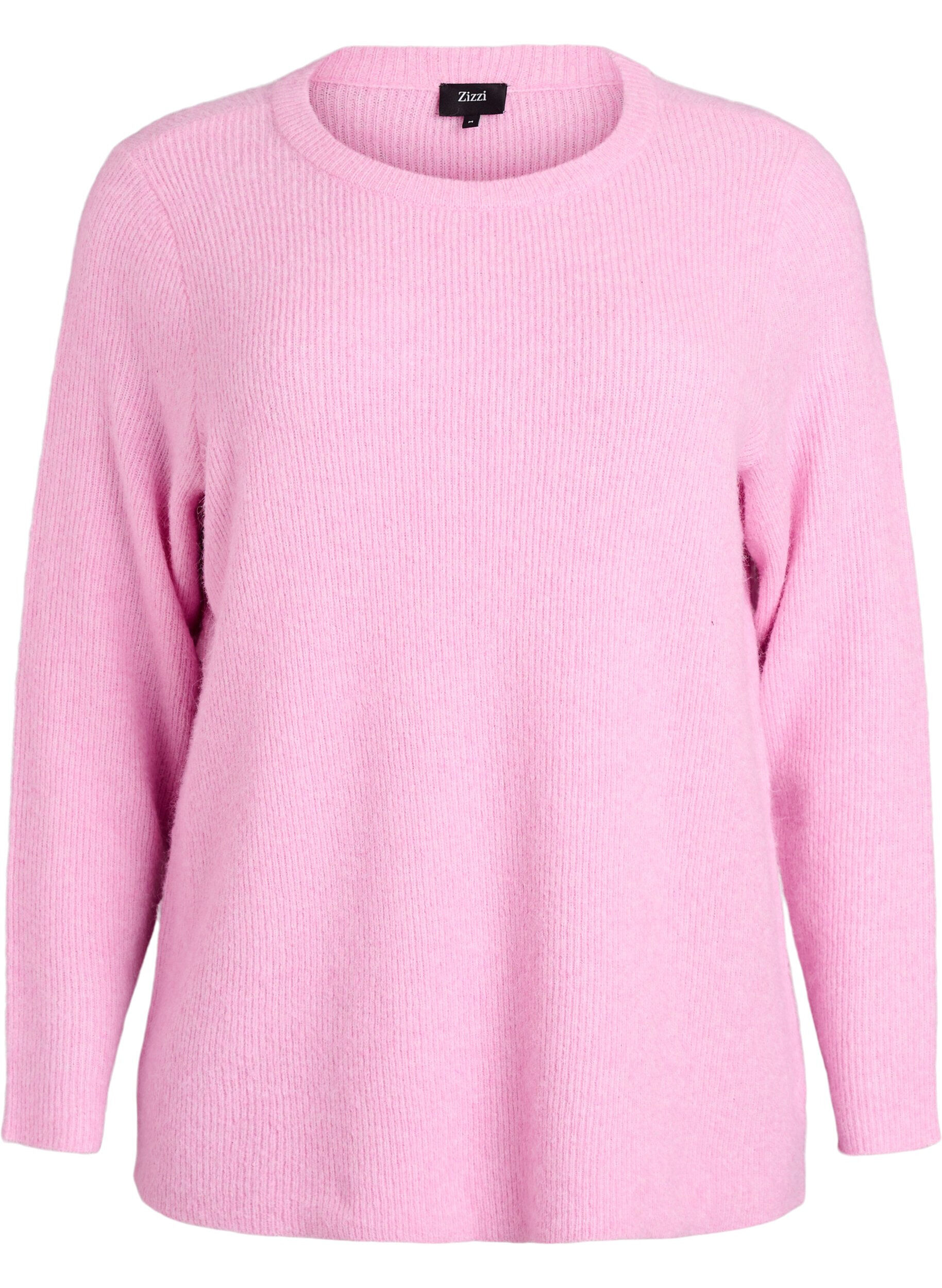 Melierte Strickbluse mit Rundhalsausschnitt