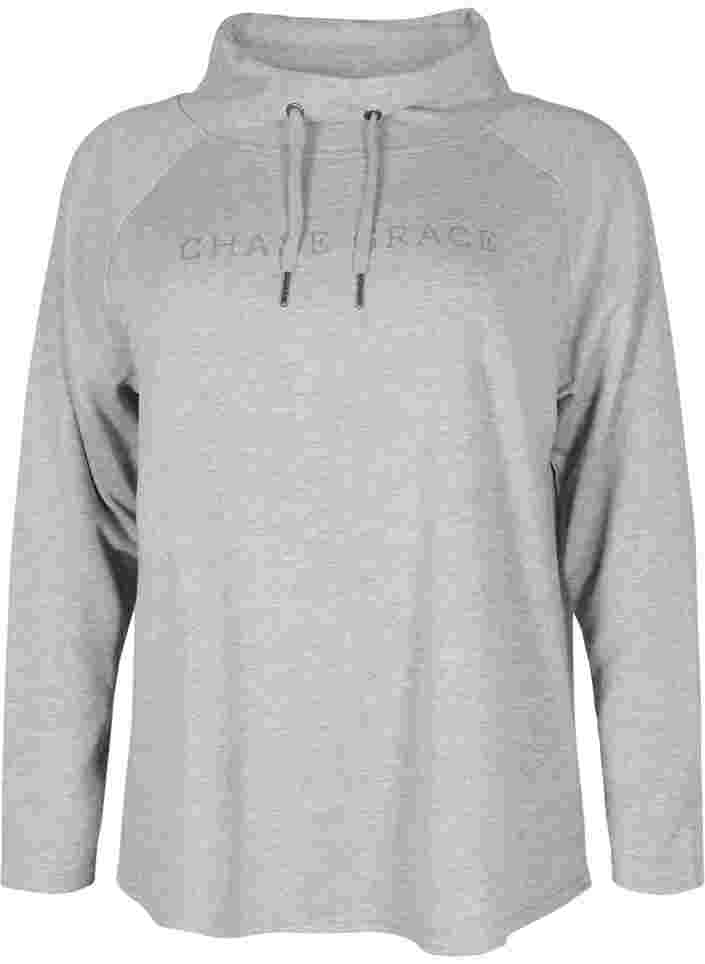 Sweatshirt mit hohem Kragen, Light Grey Melange, Packshot image number 0