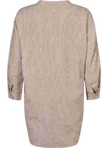 Gestreiftes Baumwollhemd mit 3/4 Ärmeln, Natural Stripe, Packshot image number 1