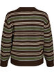 Strickbluse mit Streifen und Polokragen, Braun, Packshot image number 1
